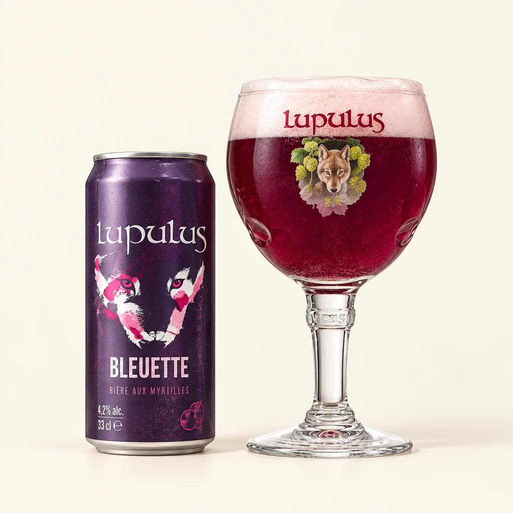 Bottle and glass Lupulus Bleuette