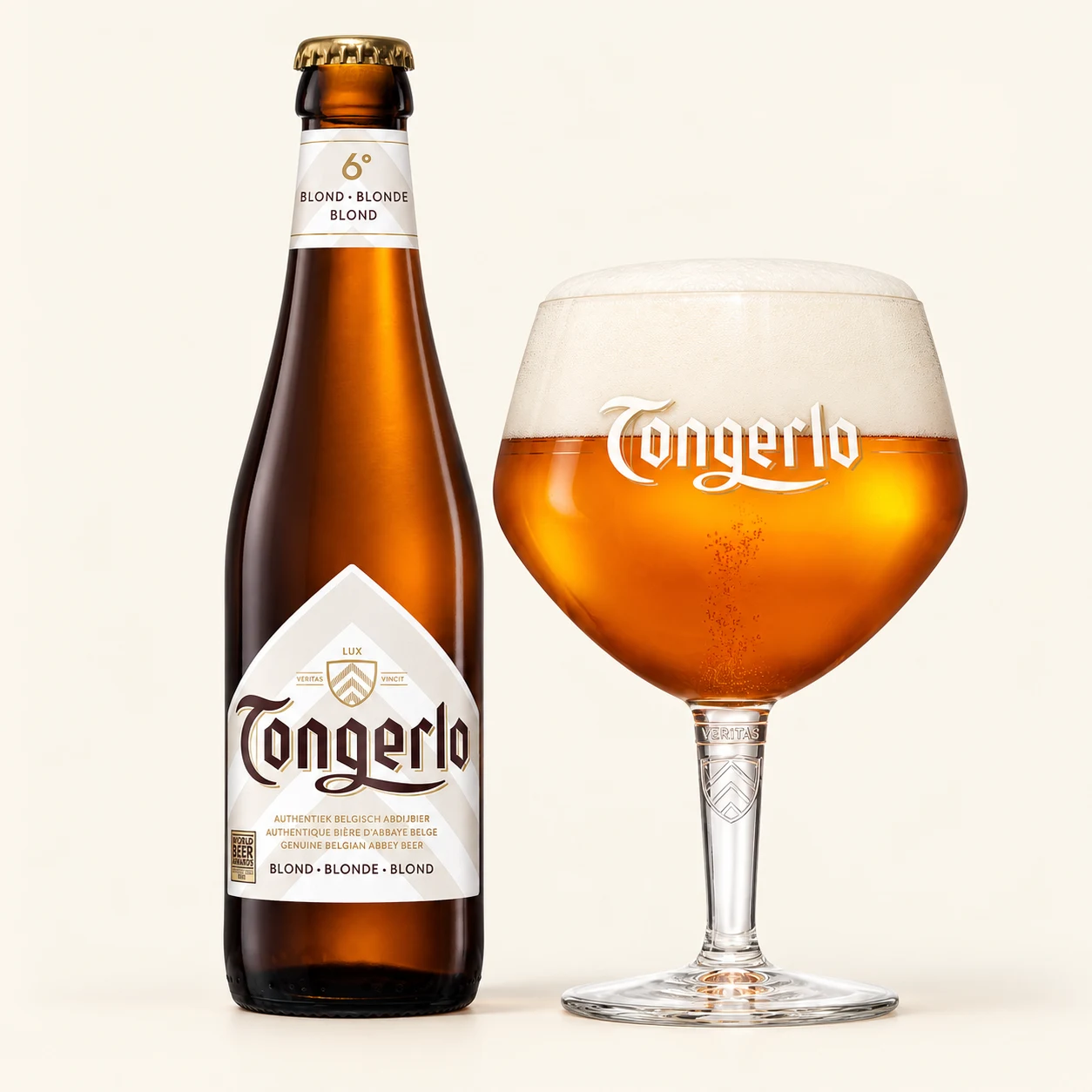 Bouteille et verre Tongerlo Blond