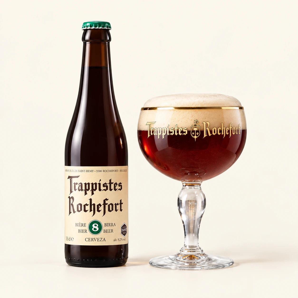 Bouteille et verre Rochefort 8