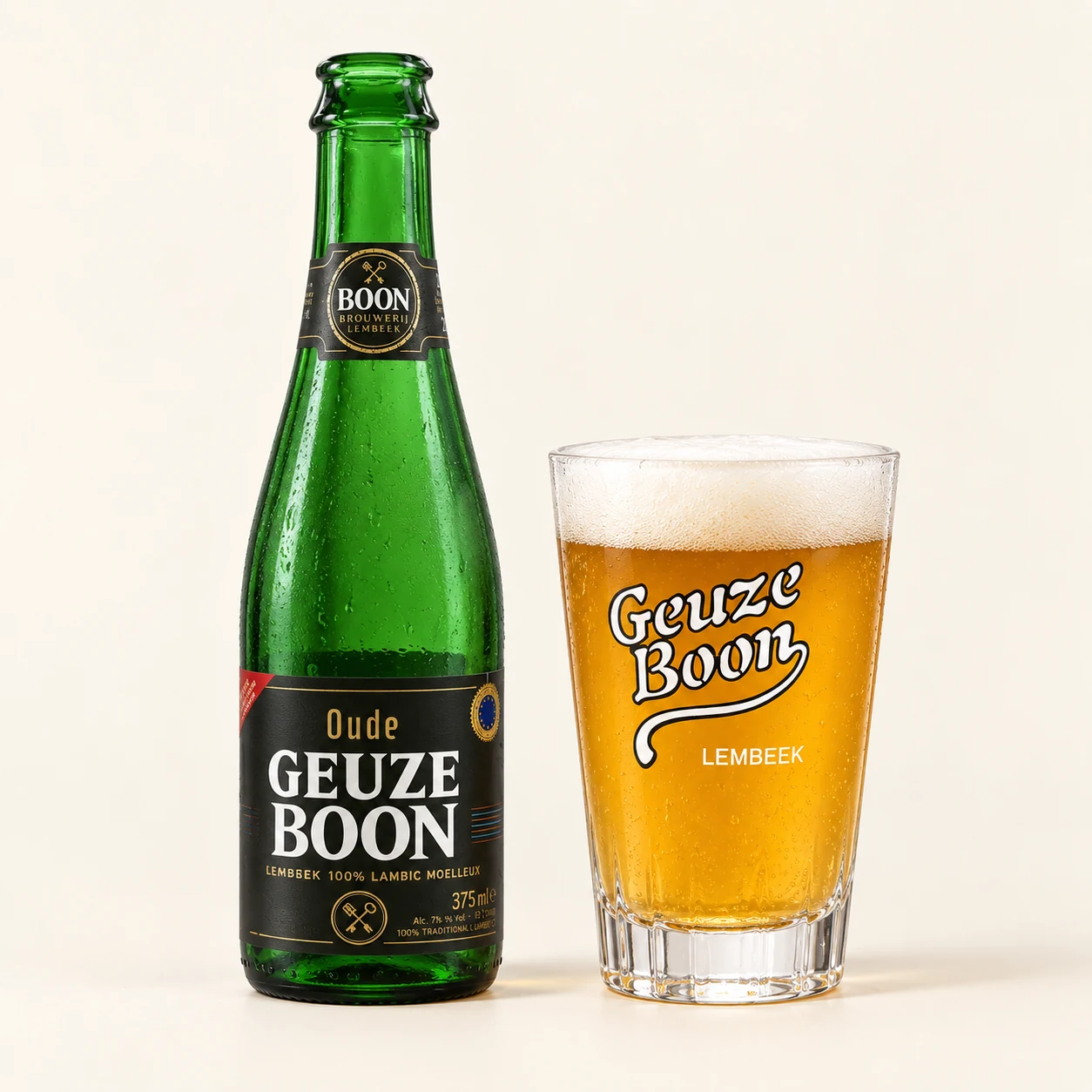 Bouteille et verre Boon Oude Geuze