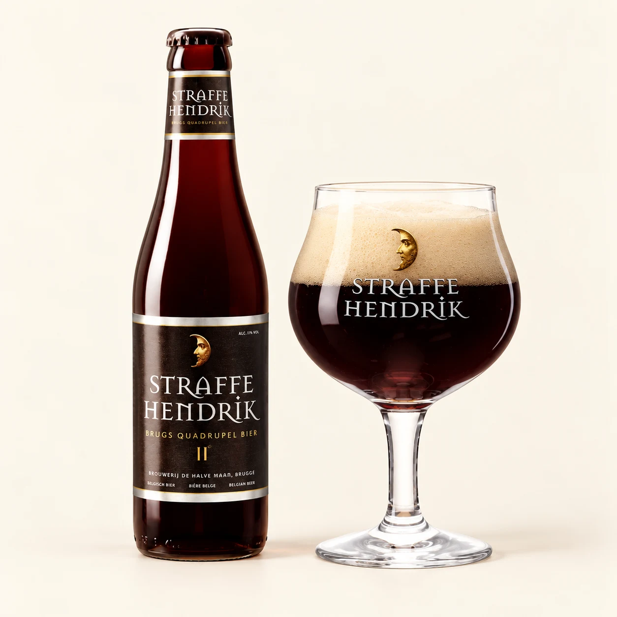 Bottle and glass Straffe Hendrik Quadrupel