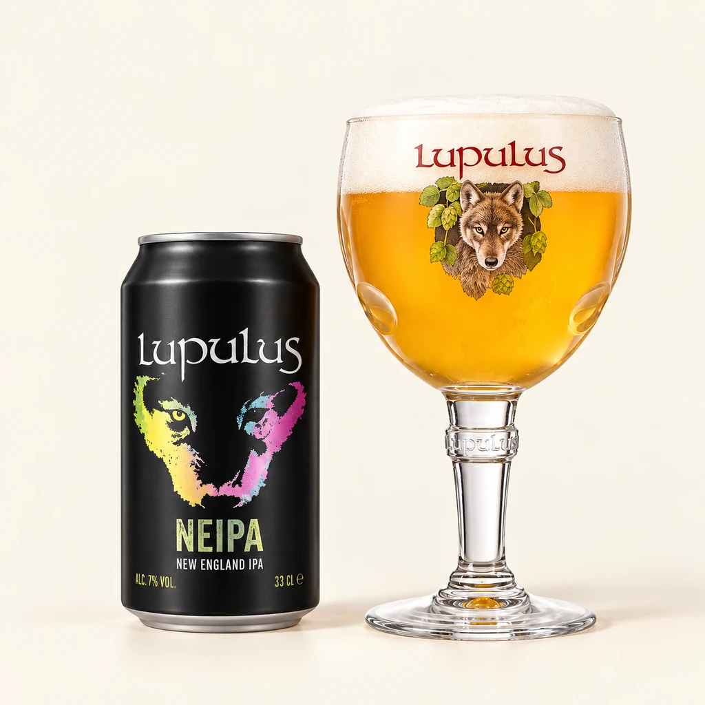Bottle and glass Lupulus NEIPA