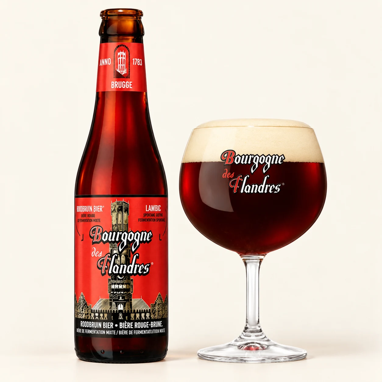 Bottle and glass Bourgogne des Flandres