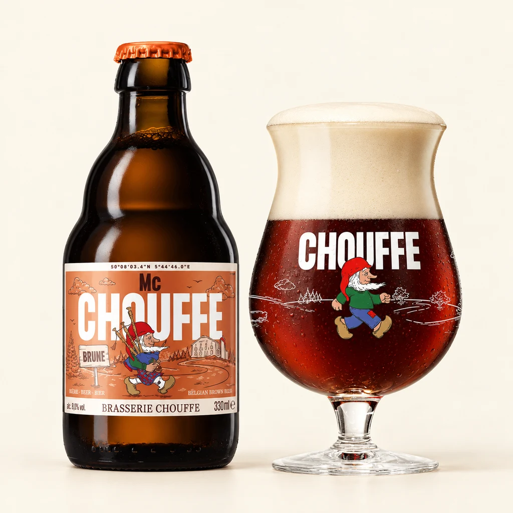 Bottle and glass Mc Chouffe