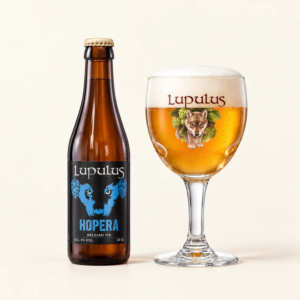 Bouteille et verre Lupulus Hopera