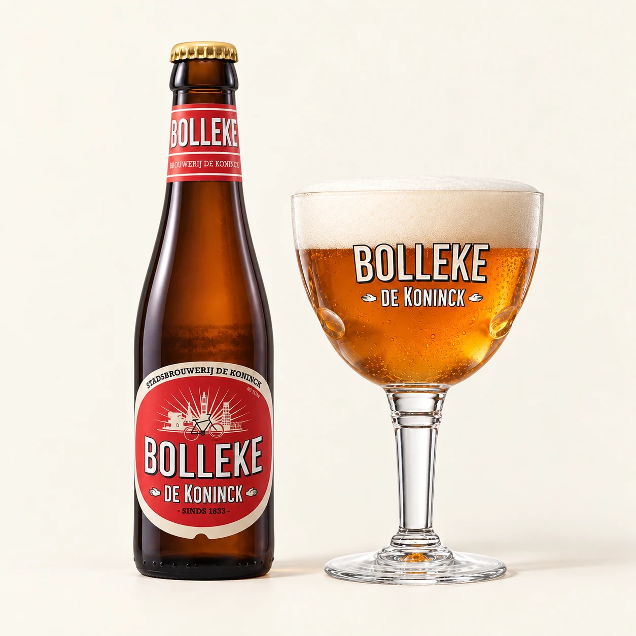 Bouteille et verre De Koninck Bolleke