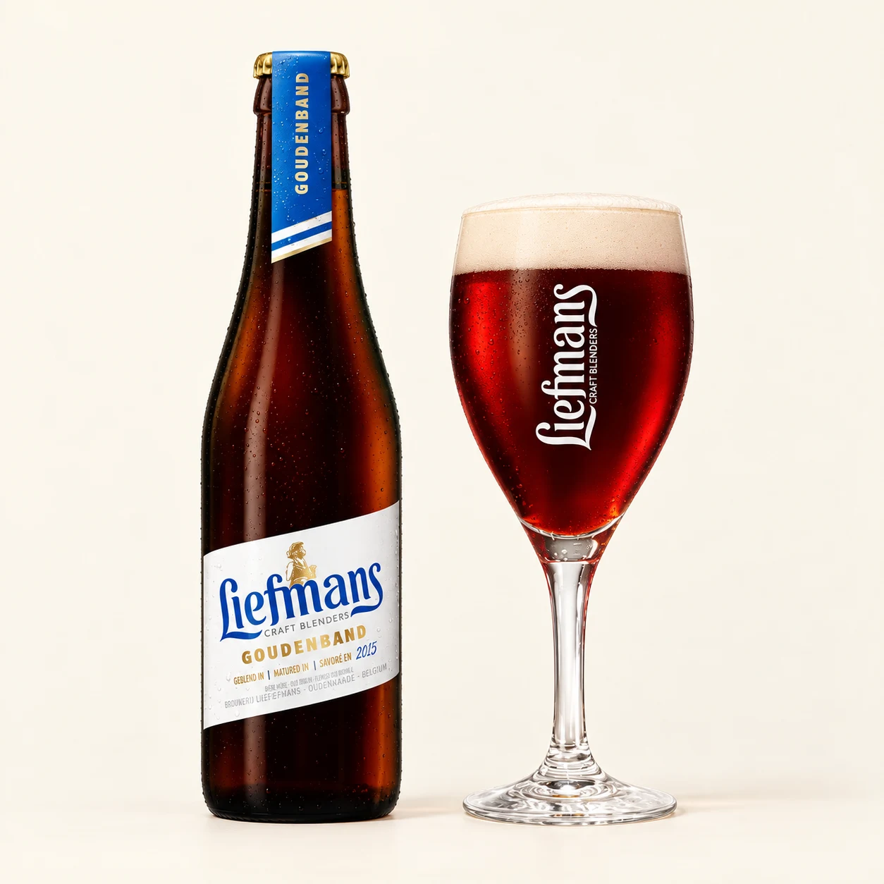 Bottle and glass Liefmans Goudenband