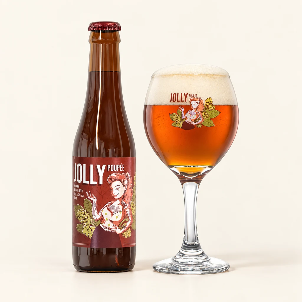 Bouteille et verre Lupulus Jolly Poupée