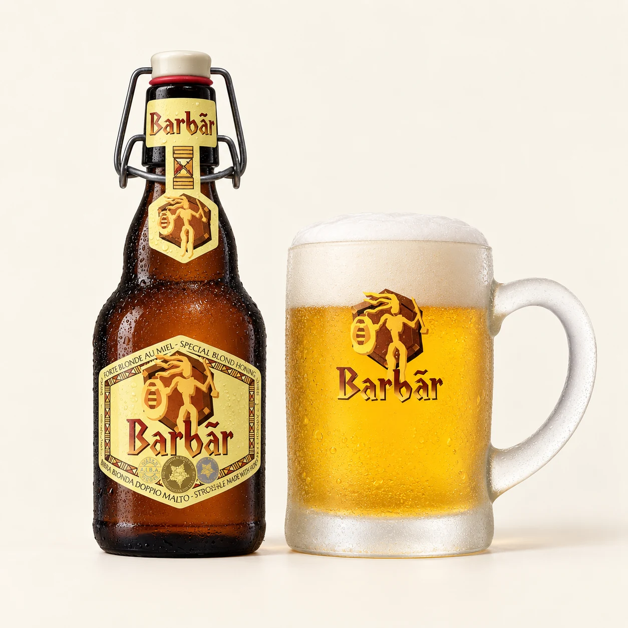 Bouteille et verre Barbãr Blonde