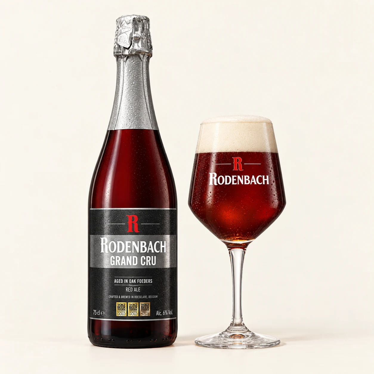 Bouteille et verre Rodenbach Grand Cru