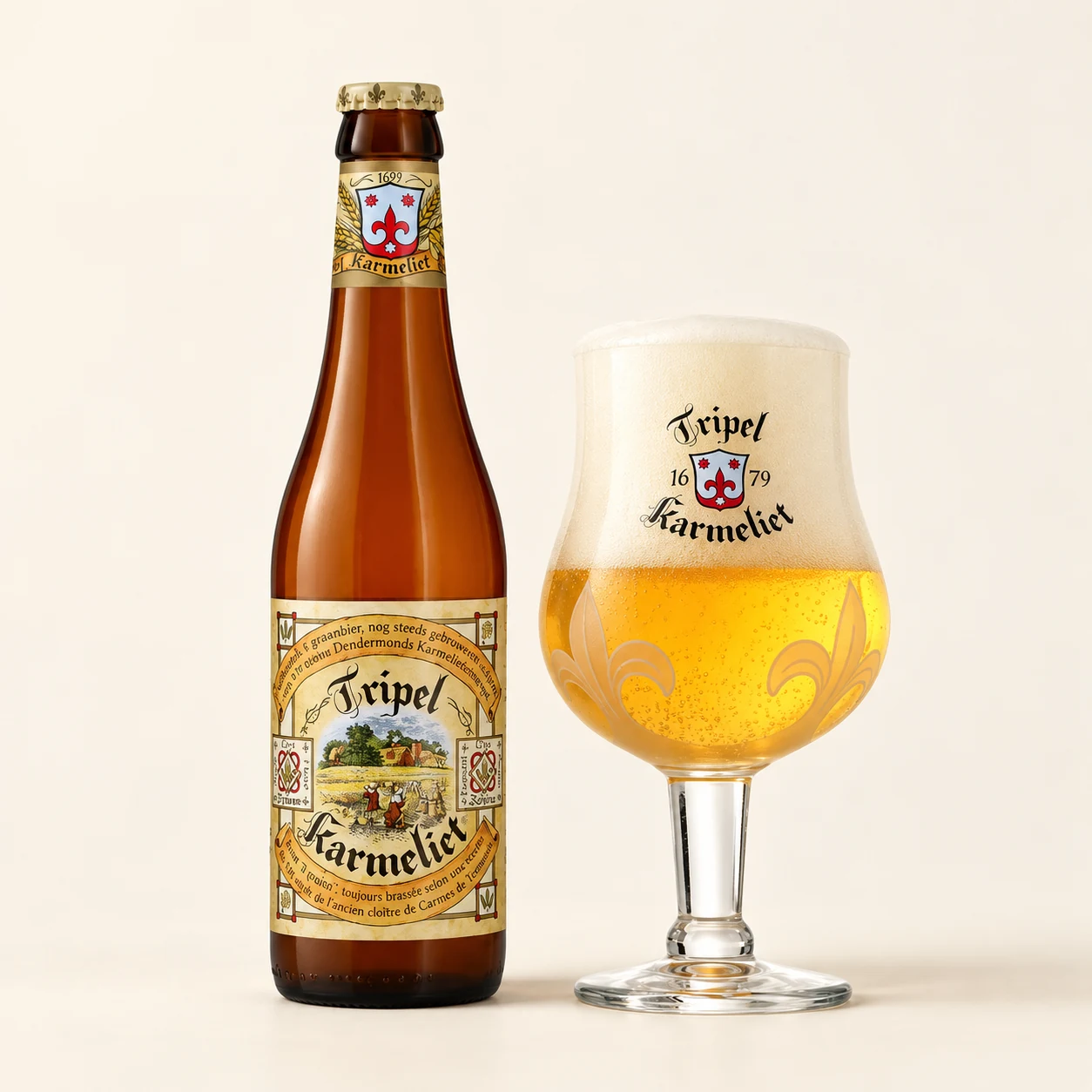 Bouteille et verre Tripel Karmeliet