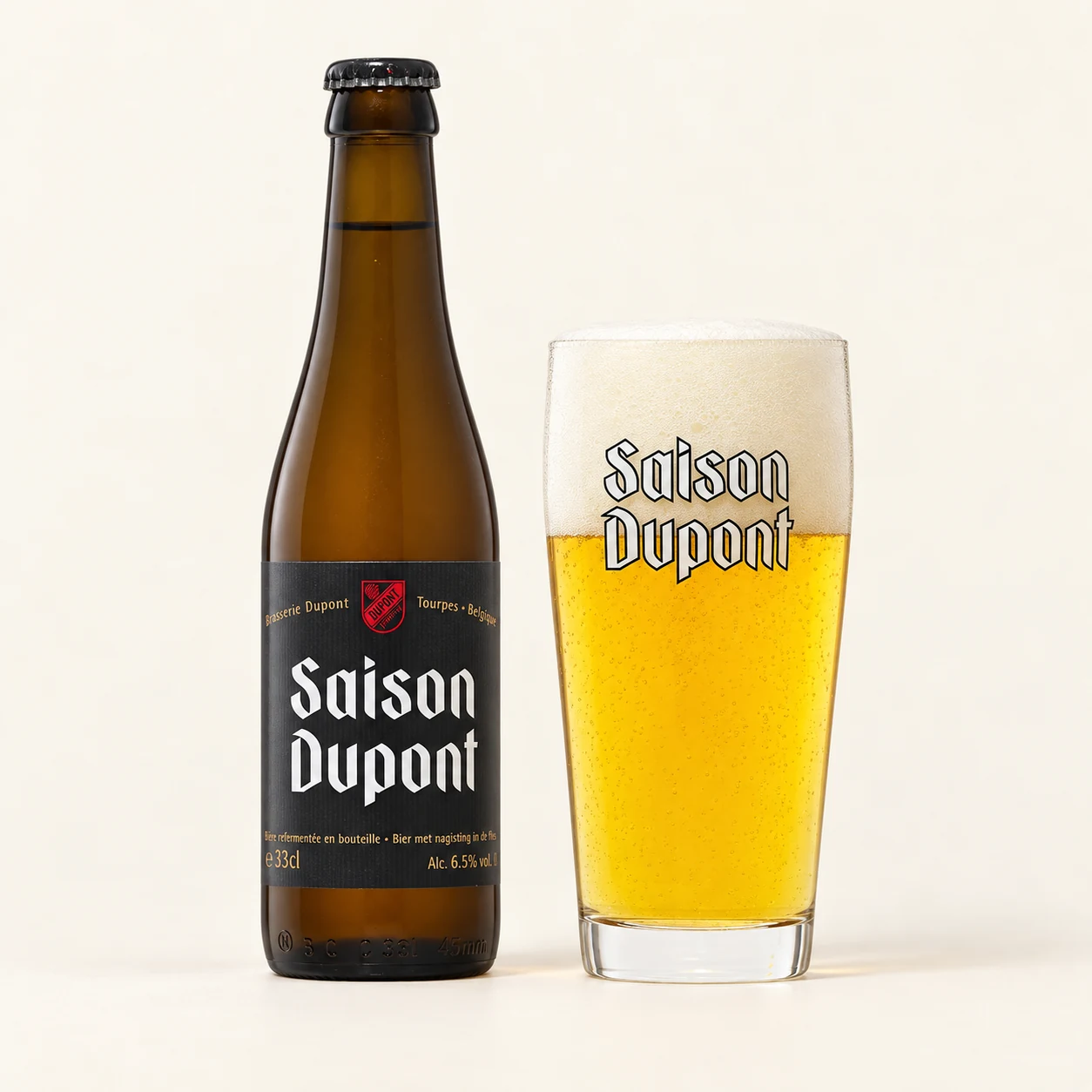 Bouteille et verre Saison Dupont