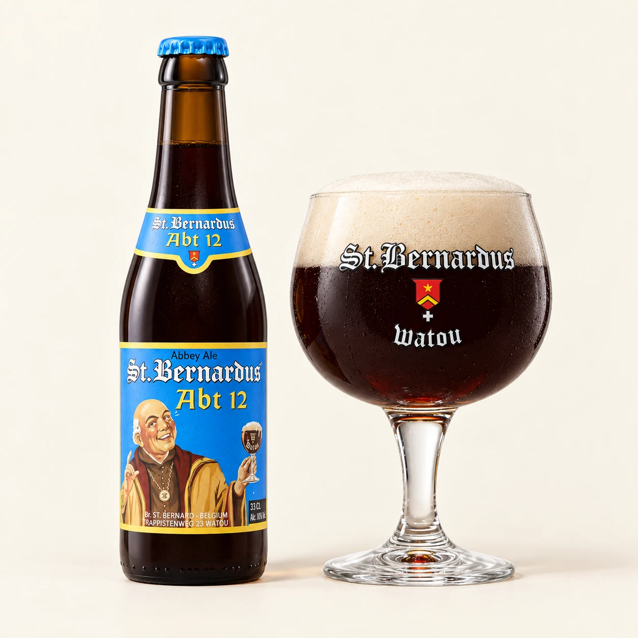Bouteille et verre St. Bernardus Abt 12
