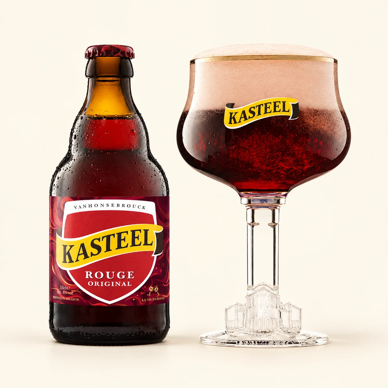 Bottle and glass Kasteel Rouge