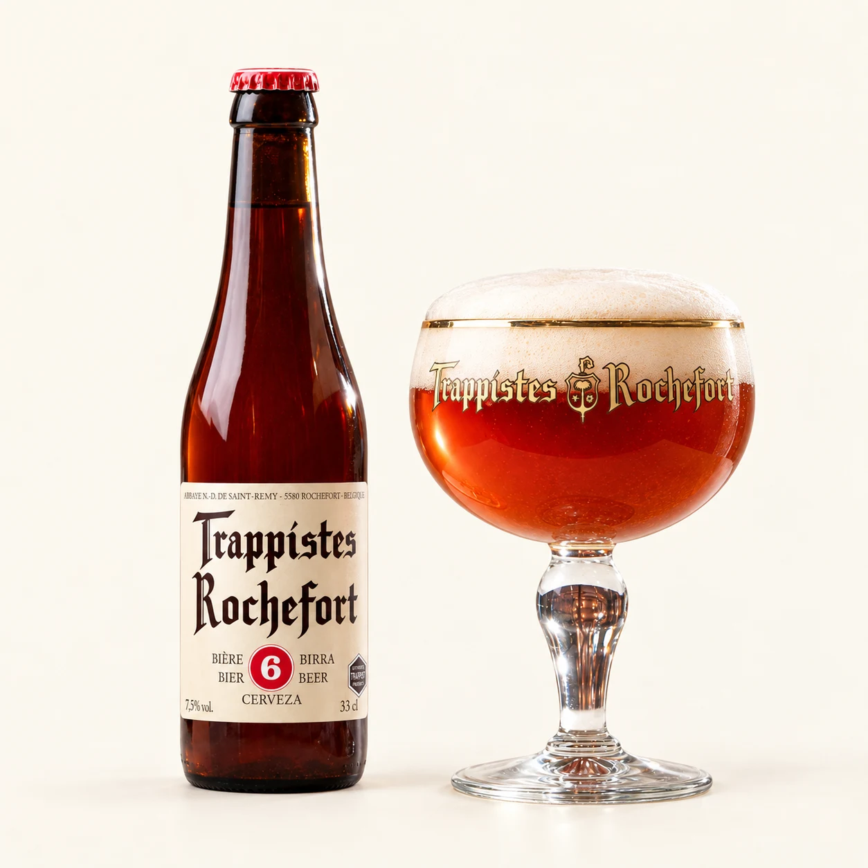 Bouteille et verre Rochefort 6