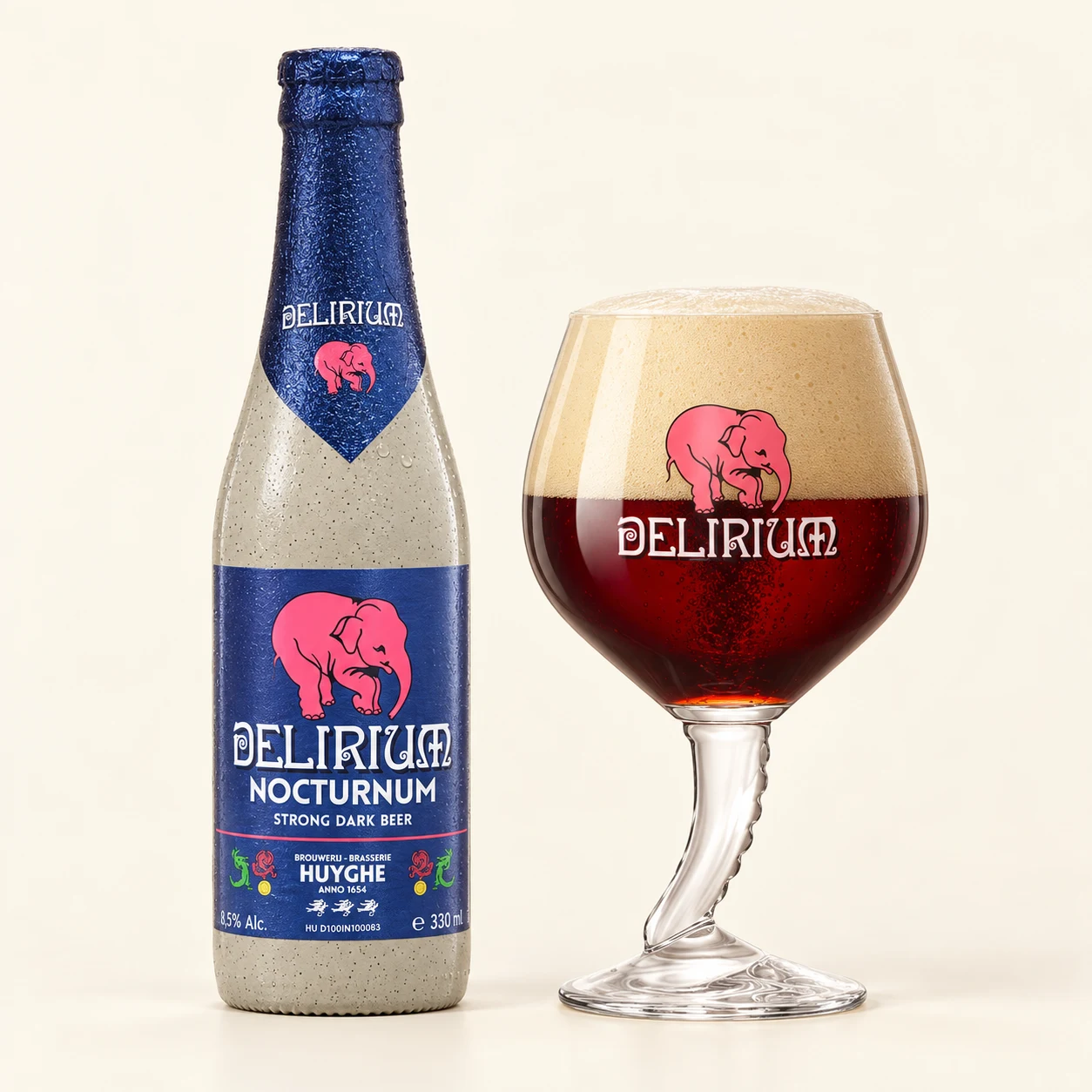 Bottle and glass Delirium Nocturnum
